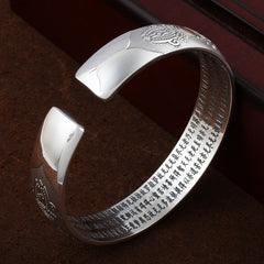 Tibetan Sanskrit White Copper Meditation Prayer Bracelet Bangle