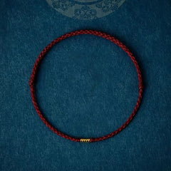 925 Sterling Silver Lucky Golden Bead Braided String Bracelet Anklet