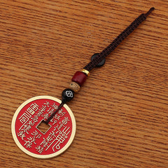 Shan Gui Amulet Keychain with Auspicious Cloud Cord – Taoist Mountain Ghost Coin for Car & Personal Protection