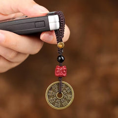 Chinese Style Cinnabar Talisman Keychain phone charm for Luck & Protection