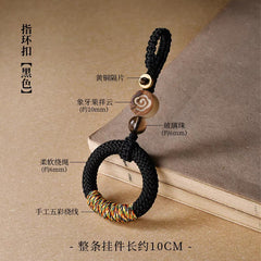 Handwoven Macrame Keychain for Car Keys with Antique Ring and Tassel