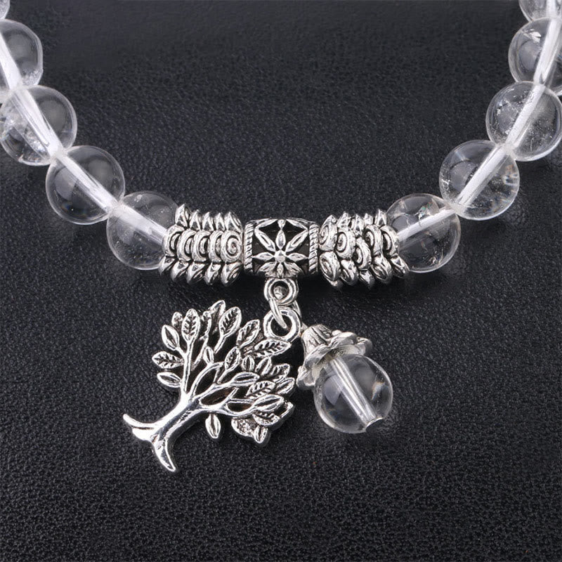 Natural Gemstone Tree of Life Lucky Charm Stretch Bracelet