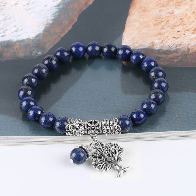 Natural Gemstone Tree of Life Lucky Charm Stretch Bracelet