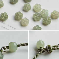 Handmade Plum Blossom Flower Jade Luck Prosperity Braided Bracelet