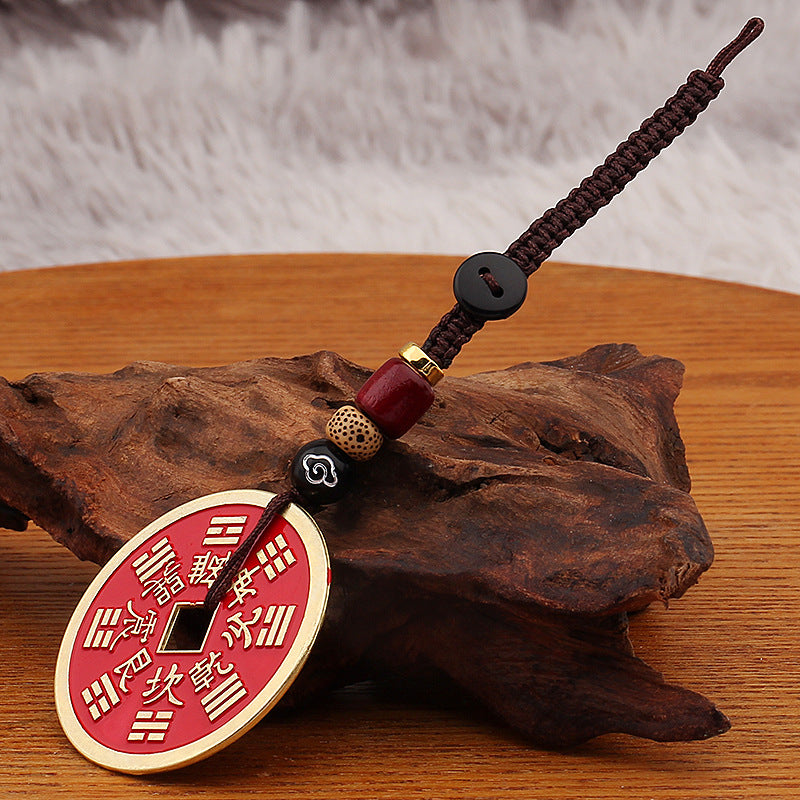 Shan Gui Amulet Keychain with Auspicious Cloud Cord – Taoist Mountain Ghost Coin for Car & Personal Protection