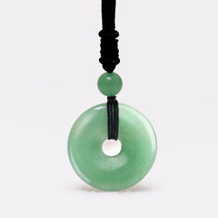 Lucky Coin Pendant Healing Crystal Gemstone Necklace