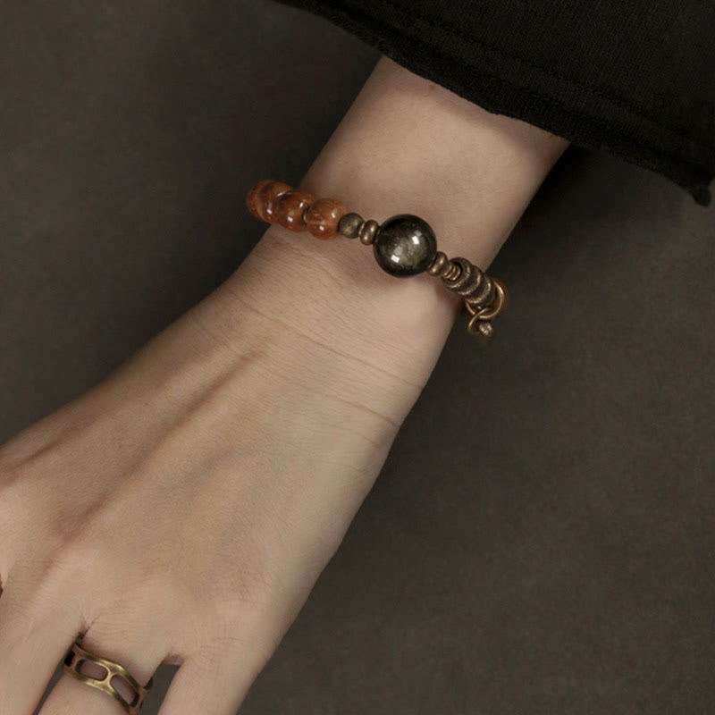 Kuka Seed Tiger Eye Gold Sheen Obsidian Copper Wealth Luck Bracelet