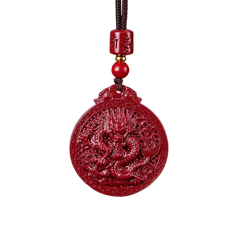 Dragon Natural Cinnabar Dragon Protection Necklace Pendant