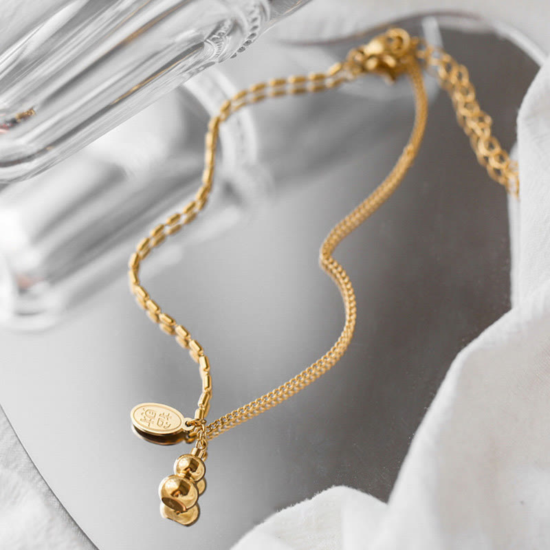 18k Gold Lucky Gourd Design Wealth Buckle Anklet