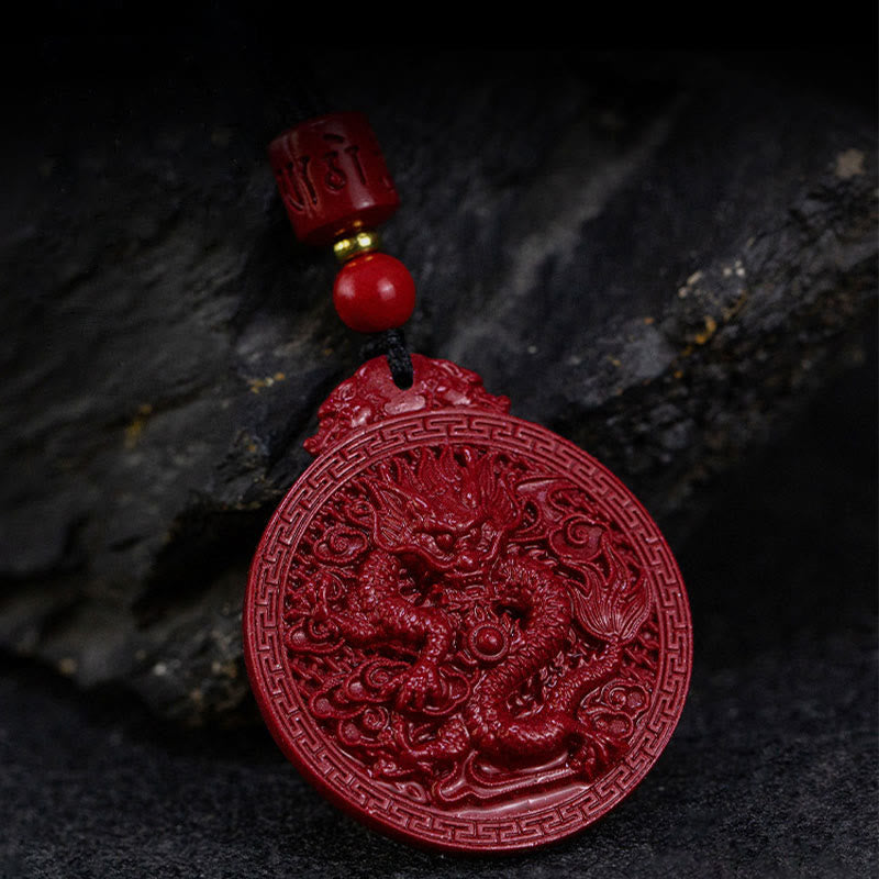 Dragon Natural Cinnabar Dragon Protection Necklace Pendant