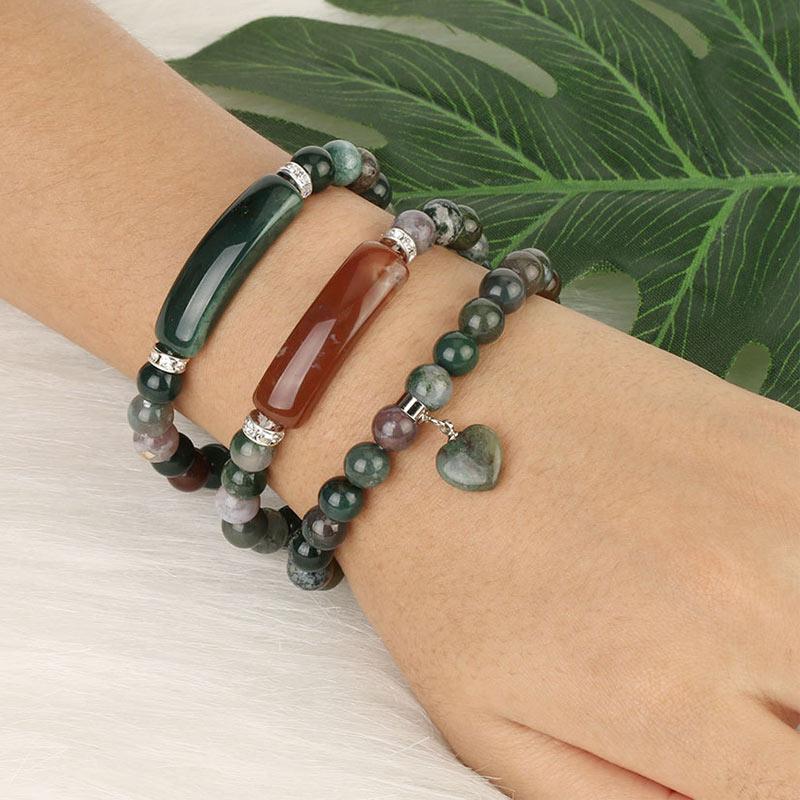Natural Quartz Love Heart Healing Beads Bracelet
