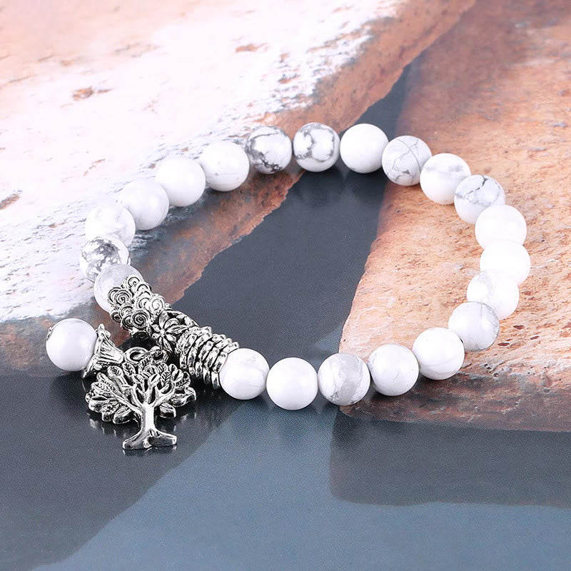 Natural Gemstone Tree of Life Lucky Charm Stretch Bracelet