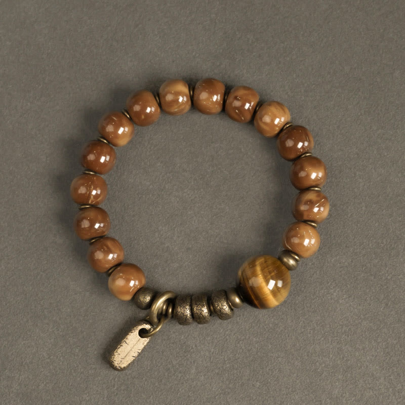 Kuka Seed Tiger Eye Gold Sheen Obsidian Copper Wealth Luck Bracelet