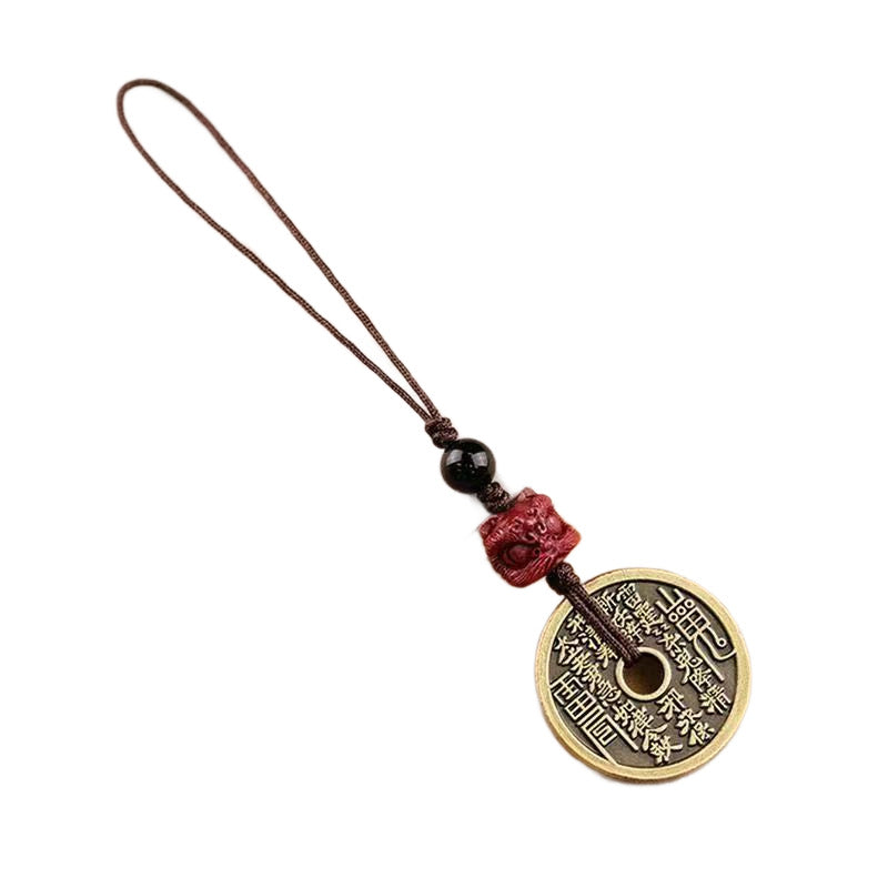 Chinese Style Cinnabar Talisman Keychain phone charm for Luck & Protection