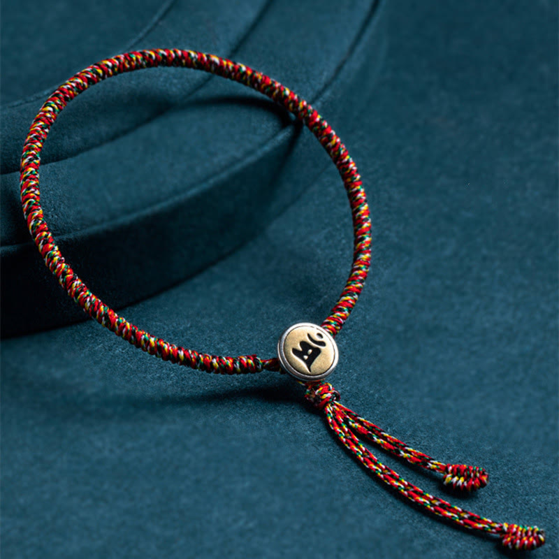 Handmade 925 Sterling Silver Chinese Zodiac Natal Buddha Protection Colorful Rope Bracelet