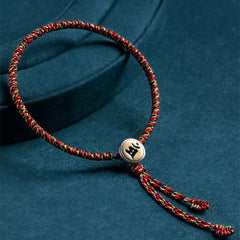 Handmade 925 Sterling Silver Chinese Zodiac Natal Buddha Protection Colorful Rope Bracelet
