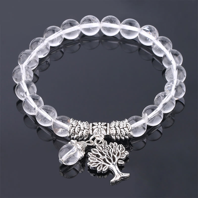 Natural Gemstone Tree of Life Lucky Charm Stretch Bracelet