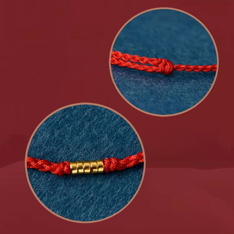 925 Sterling Silver Lucky Golden Bead Braided String Bracelet Anklet