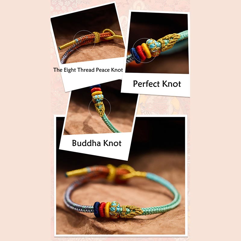 Colorful Rope Eight Thread Peace Knot Luck Handmade Bracelet