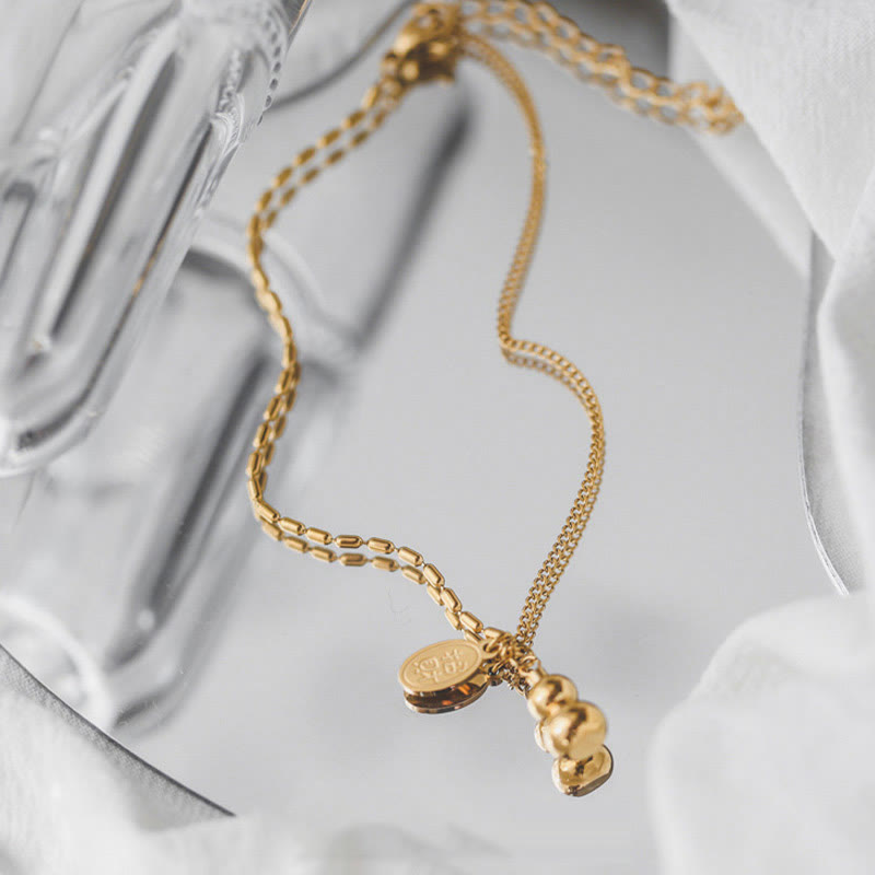 18k Gold Lucky Gourd Design Wealth Buckle Anklet