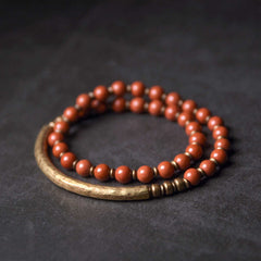 Red Jasper Moss Agate Black Obsidian Crystal Copper Peace Couple Bracelet