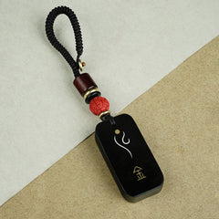Taoist Five Elements Keychain: Ebony with Sterling Silver & Brass
