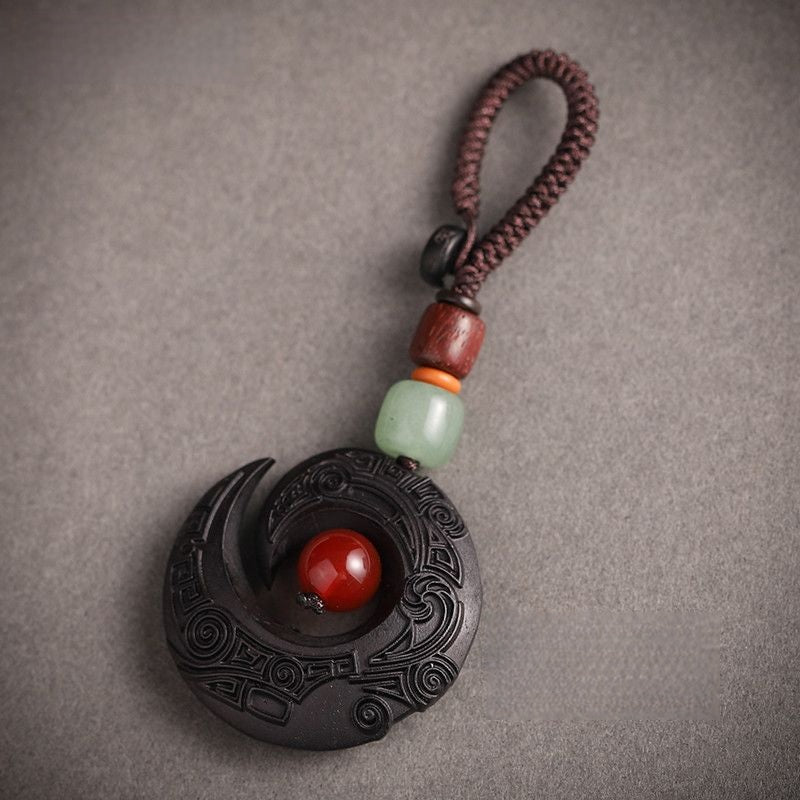 Fengshui Good Luck Handcrafted Ebony Keychain