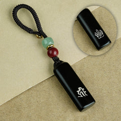 Ebony Sliver Inlaid The Eight Guardians Talisman Keychain