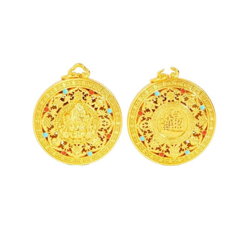 Golden Wealth Mandalas Keychain for Good Luck & Prosperity