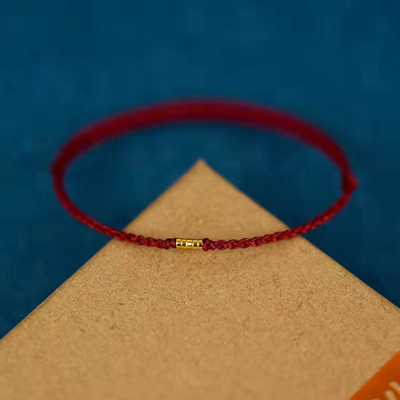 925 Sterling Silver Lucky Golden Bead Braided String Bracelet Anklet