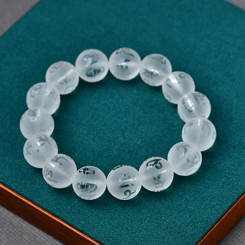 Tibet White Crystal Black Onyx Om Mani Padme Hum Meditation Bracelet