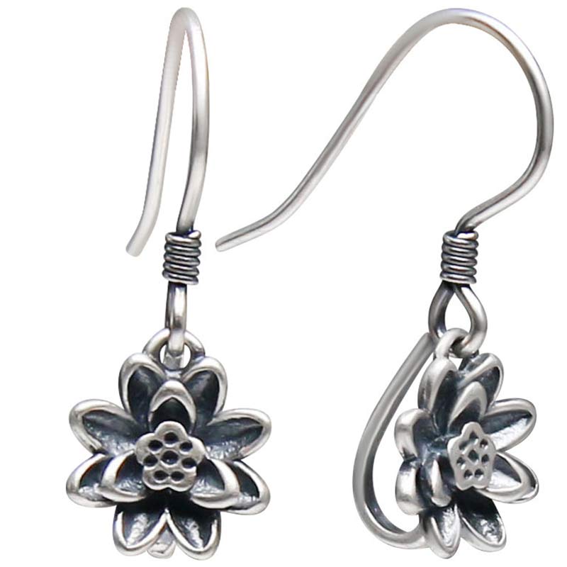 925 Sterling Silver Lotus Flower Enlightenment Earrings