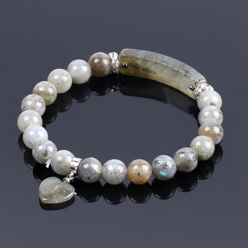 Natural Quartz Love Heart Healing Beads Bracelet