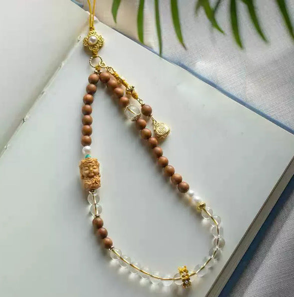 Chalcedon &amp; Sandelholz Handyanhänger Fu Bag Armband