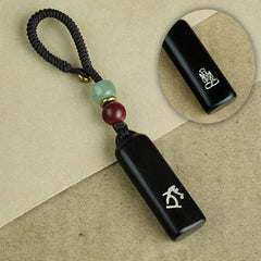Ebony Sliver Inlaid The Eight Guardians Talisman Keychain