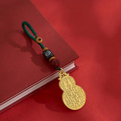Gourd Keychain & Phone Charm in Antique Gold, Lucky Talisman for Good Fortune