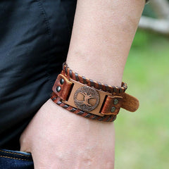 Lucky Tree Of Life Balance Leather Bracelet