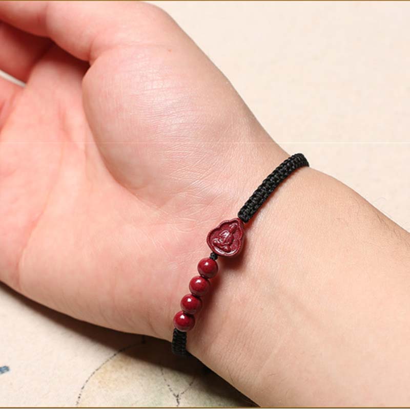 Laughing Buddha Avalokitesvara Cinnabar Blessing String Bracelet