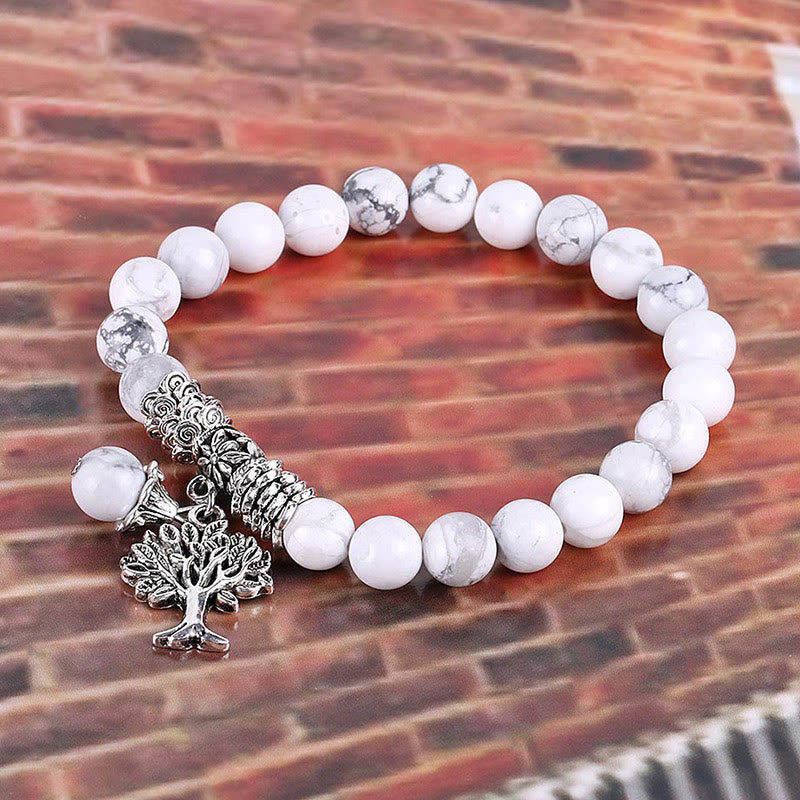 Natural Gemstone Tree of Life Lucky Charm Stretch Bracelet