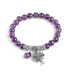 Natural Gemstone Tree of Life Lucky Charm Stretch Bracelet