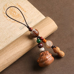 Small Tokens, Big Blessings - Wooden Keychain phone charm for Good Fortune