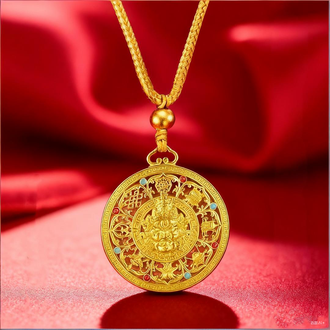 Golden Wealth Mandalas Keychain for Good Luck & Prosperity