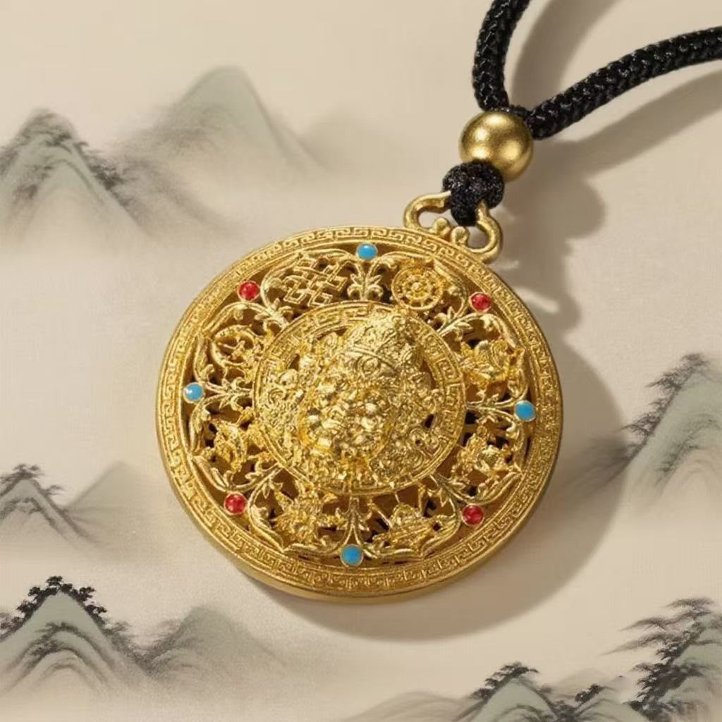 Golden Wealth Mandalas Keychain for Good Luck & Prosperity