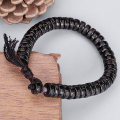 Tibetan Coconut Shell Beads Engraved Om Mani Padme Hum Mantra Positive String Bracelet