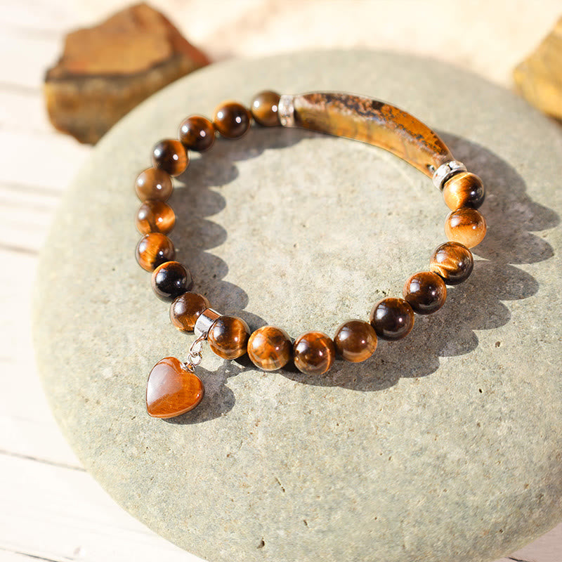 Natural Quartz Love Heart Healing Beads Bracelet