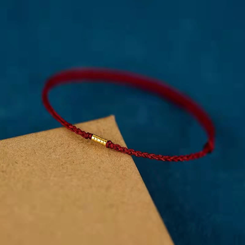 925 Sterling Silver Lucky Golden Bead Braided String Bracelet Anklet