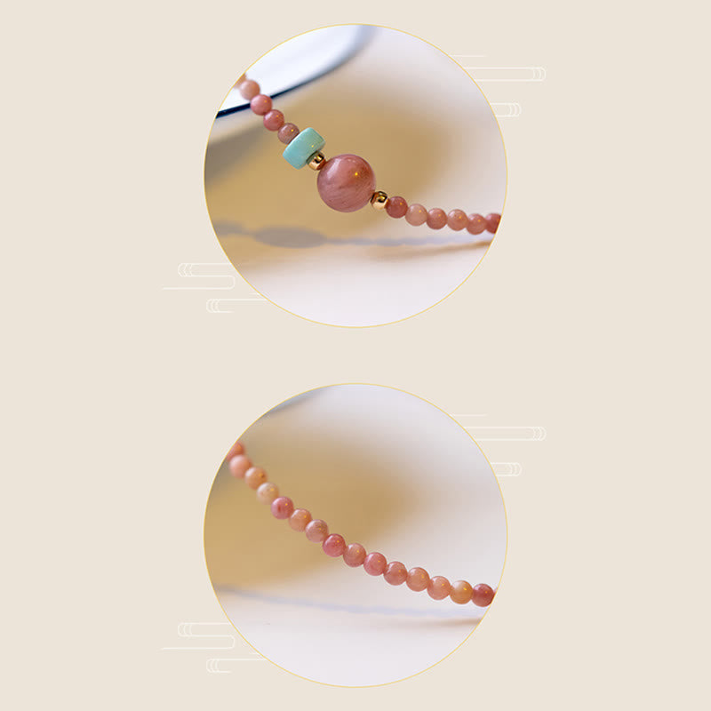 14K Gold Plated Natural Rhodonite Loving Energy Chain Bracelet