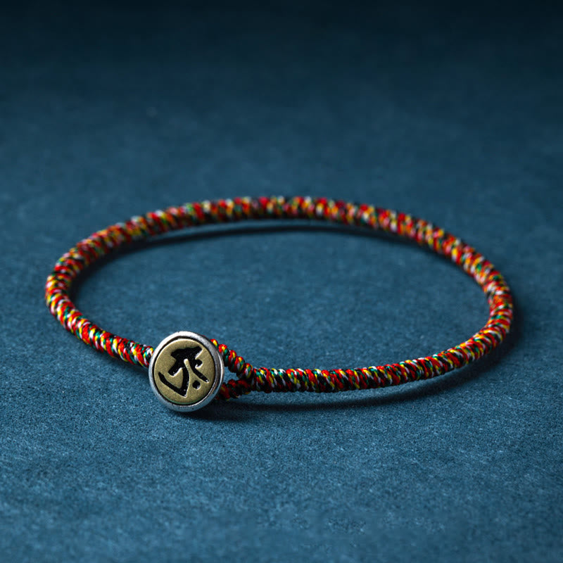 Handmade 925 Sterling Silver Chinese Zodiac Natal Buddha Protection Colorful Rope Bracelet
