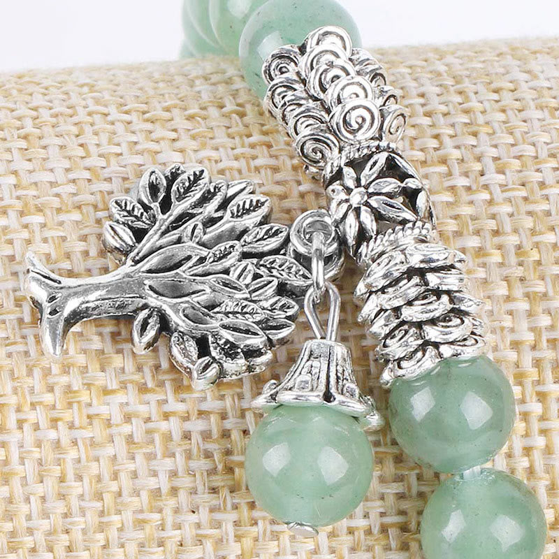 Natural Gemstone Tree of Life Lucky Charm Stretch Bracelet