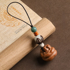 Small Tokens, Big Blessings - Wooden Keychain phone charm for Good Fortune